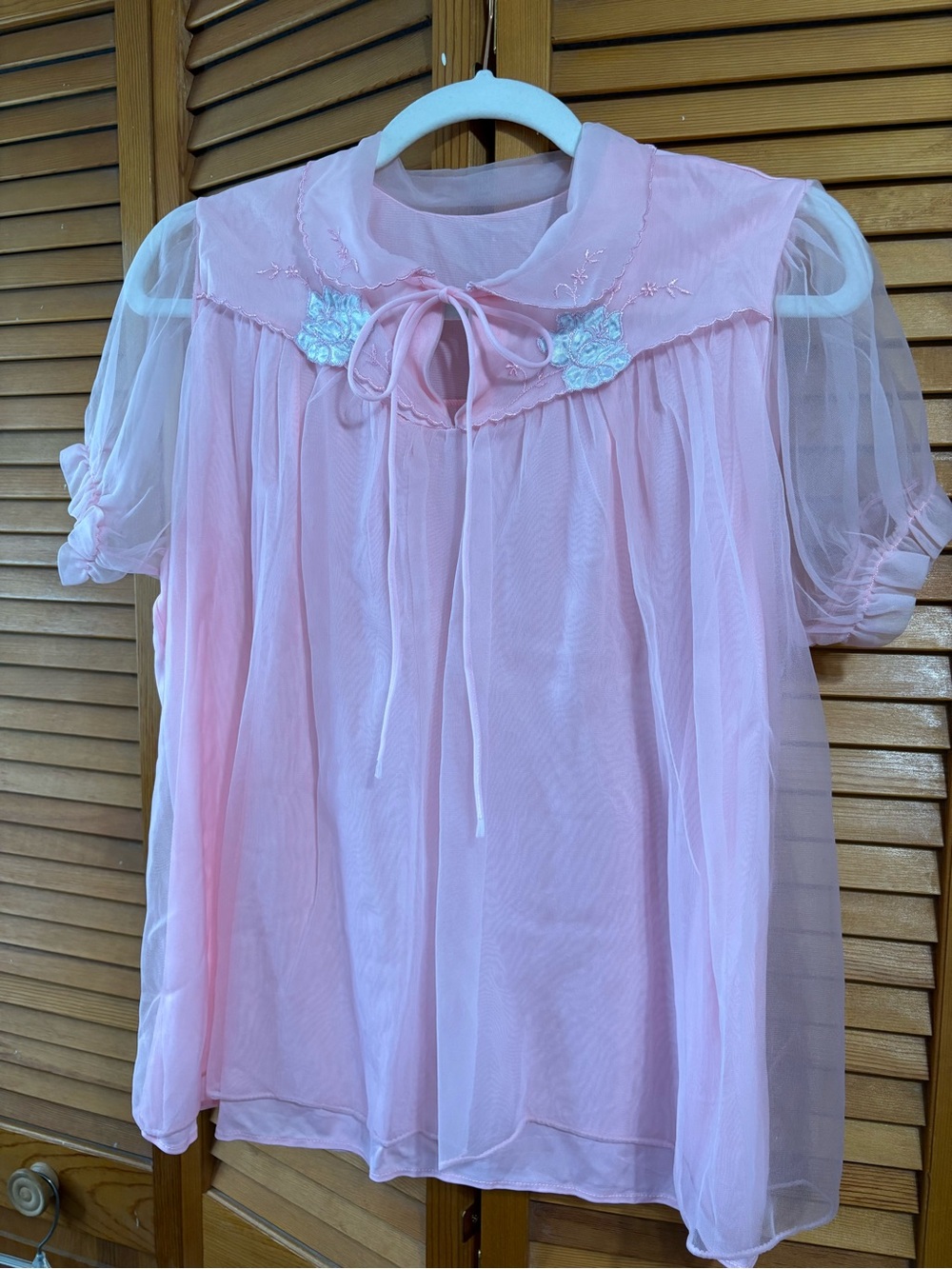 VINTAGE Pink Pajama Babydoll Top
